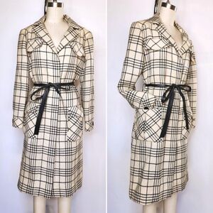 Vintage 70s Wool Coat by Miller & Rhoads Union Label - Plaid Belted Coat Trench